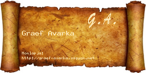 Graef Avarka névjegykártya